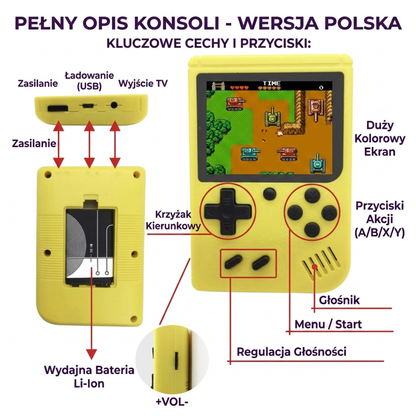 Gamefy™ – Mini Konsola z 500 Grami w Zestawie